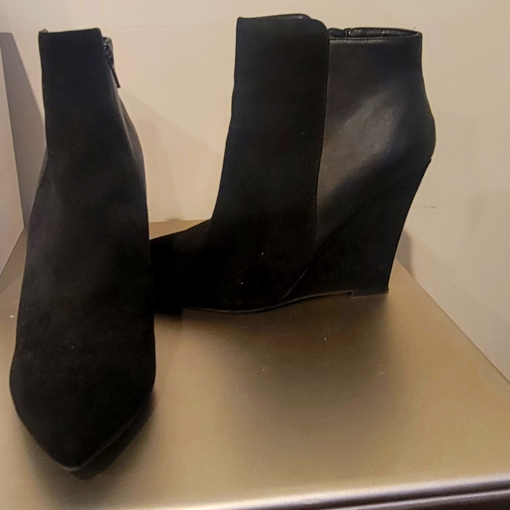 Brand New Never Worn Black Wedge Booties. Size 8.5